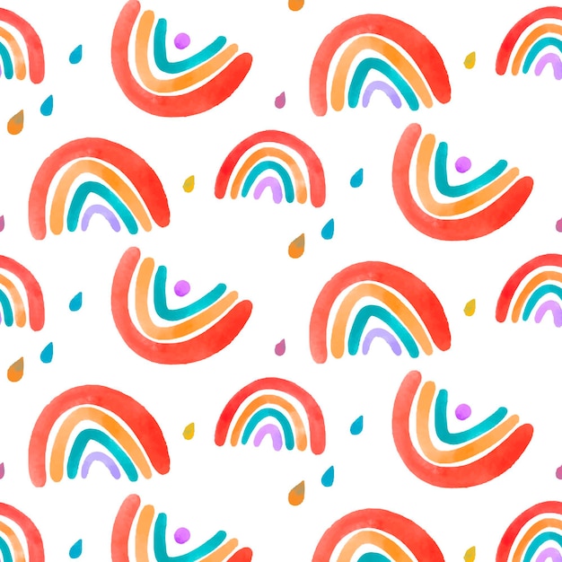 Vector hand painted watercolor rainbow pattern design