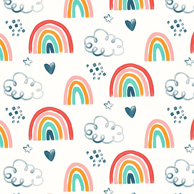 Hand painted watercolor rainbow pattern