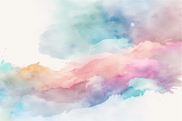 Hand painted watercolor sky cloud background with a pastel colored