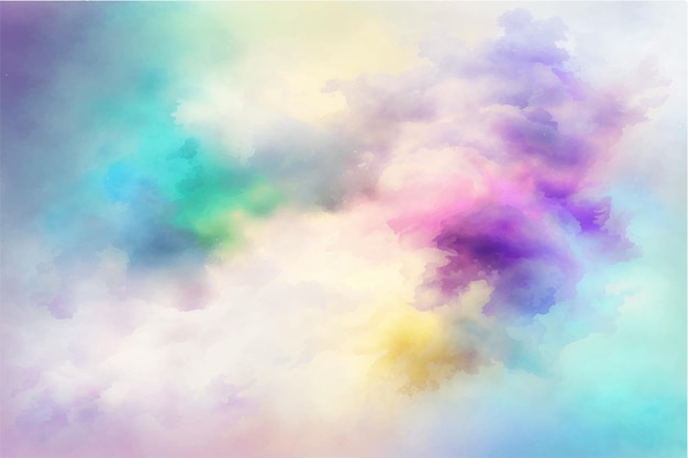 Vector hand painted watercolor sky cloud background with a pastel colored