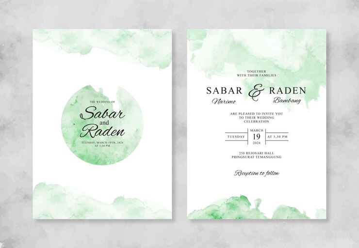 Hand painted watercolor splash for a wedding invitation template
