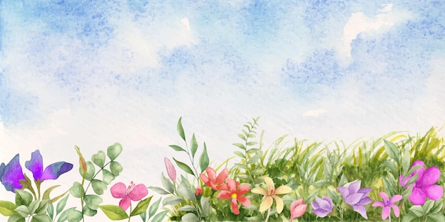 Vector hand painted watercolor spring background