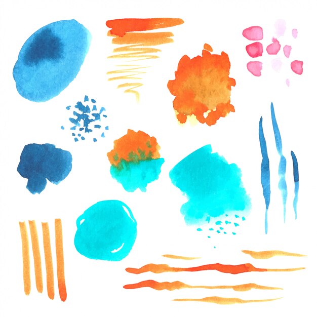 Hand painted watercolor stains set