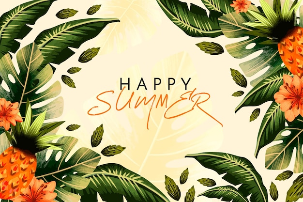 Hand painted watercolor summer background