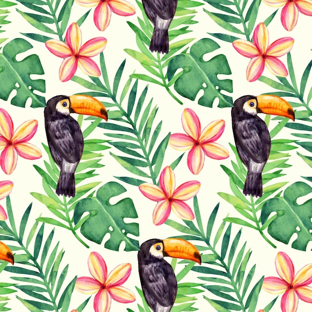 Vector hand painted watercolor summer pattern