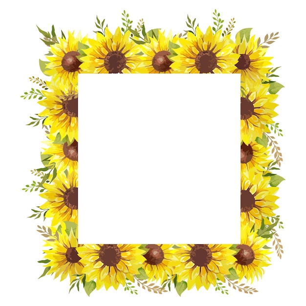 Hand Painted Watercolor Sunflower Frame