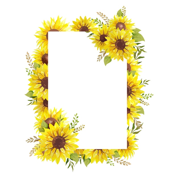 Hand Painted Watercolor Sunflower Frame