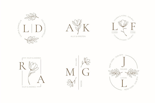 Vector hand painted wedding monograms