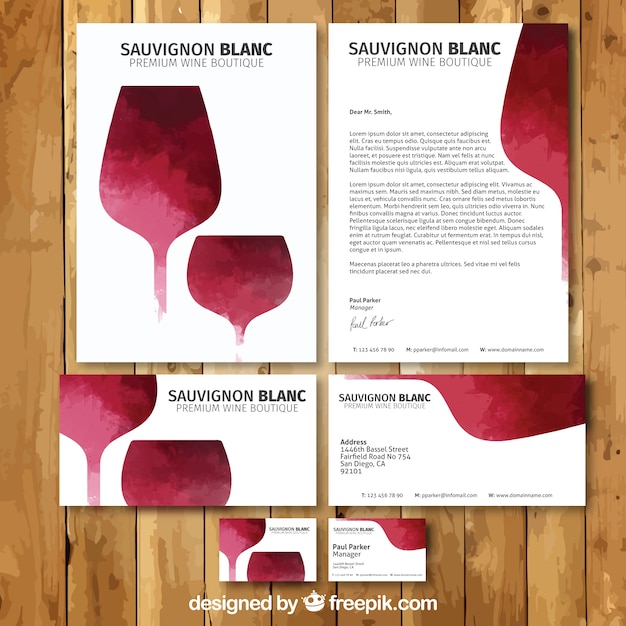 Vector hand painted wine stationery