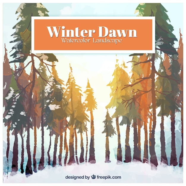 Vector hand painted winter dawn