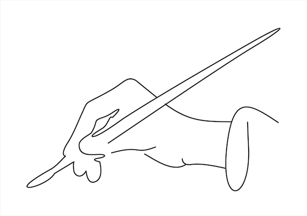 Hand painting with brushes . line drawing minimalist.