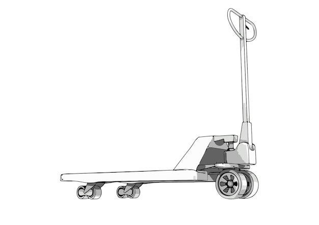 Hand Pallet Truck drawing on white background vector