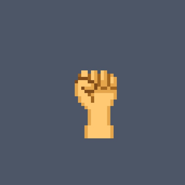 hand palm up in pixel art style