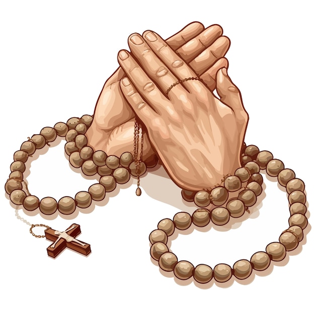 Вектор Рука, сложенная в молитве с распятием.