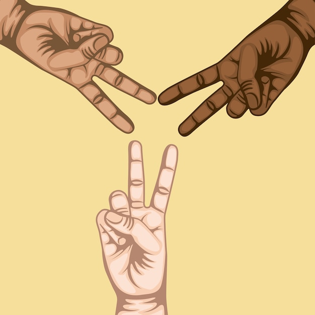 Vector hand peace and love symbol