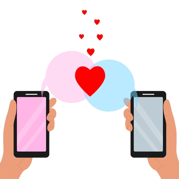 Hand and phone love message concept Vector illustration