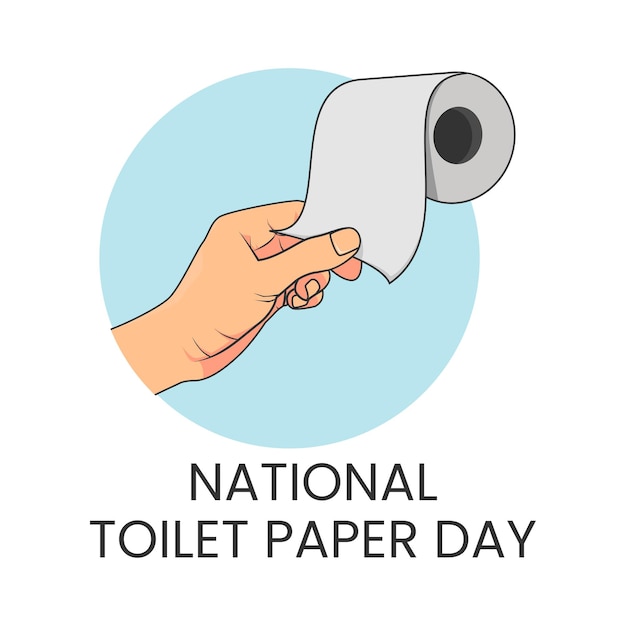 Hand picking up rolled toilet paper vector illustration suitable for national toilet paper day