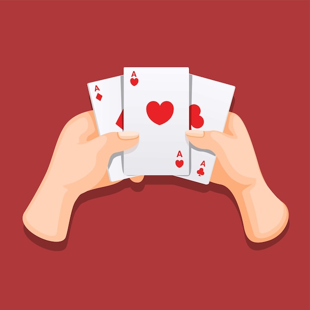 Hand playing card game symbol cartoon illustration vector