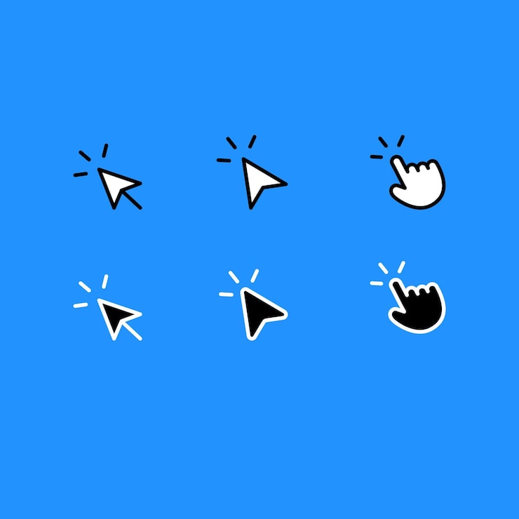 Vector 손 포인터 아이콘 화살표 포인터 클릭 아이콘 설정 손 커서 클릭 화살표