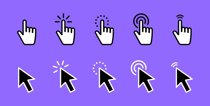 Vector hand pointer icons arrow pointer