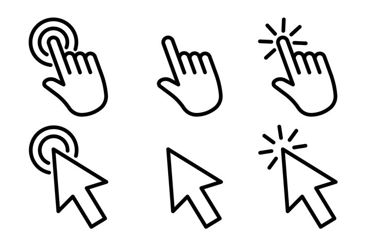 Vector hand pointer icons pointer click cursor icon clicking finger computer mouse click