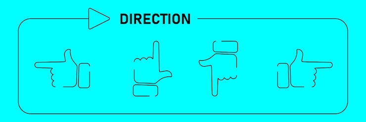Vector a hand pointing a finger in a direction sign line emoji set style con set