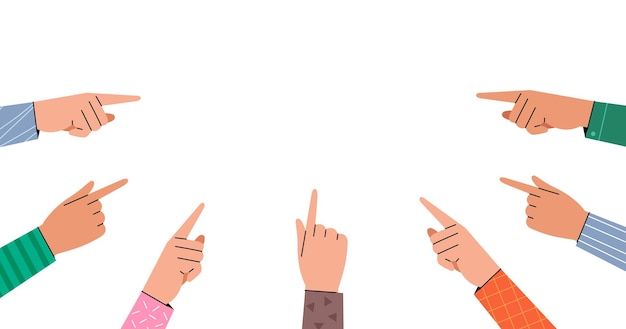 Vector hand pointing gesture. raised hands with a pointing finger.several pointing hands.