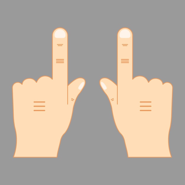 Hand pointing. Index finger touches on screen or shows something. Icon vector illustration