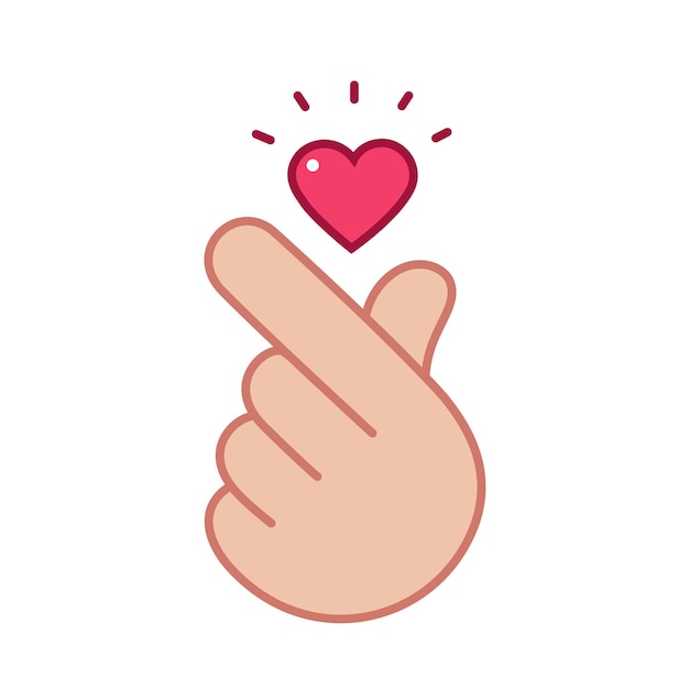Вектор Рука позирует пальцами в форме мини-сердца в векторном стиле плоской иллюстрации позаботьтесь о