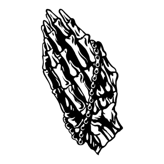 Vector hand pray skull vector art illustration