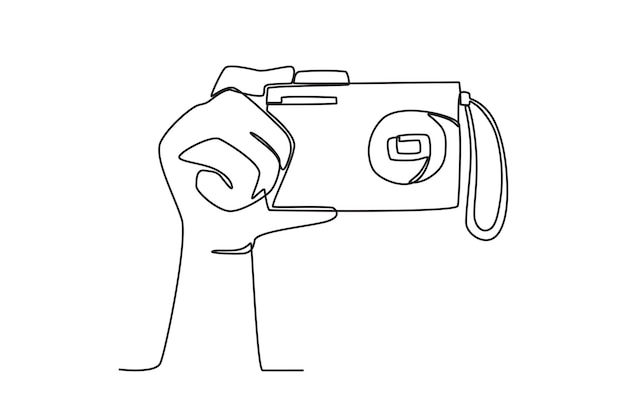 A hand prepares to take pictures World photography day oneline drawing