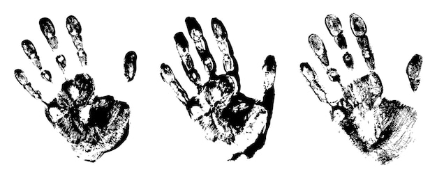 Hand print set Print of a human hand Palm imprint Vector grunge illustration