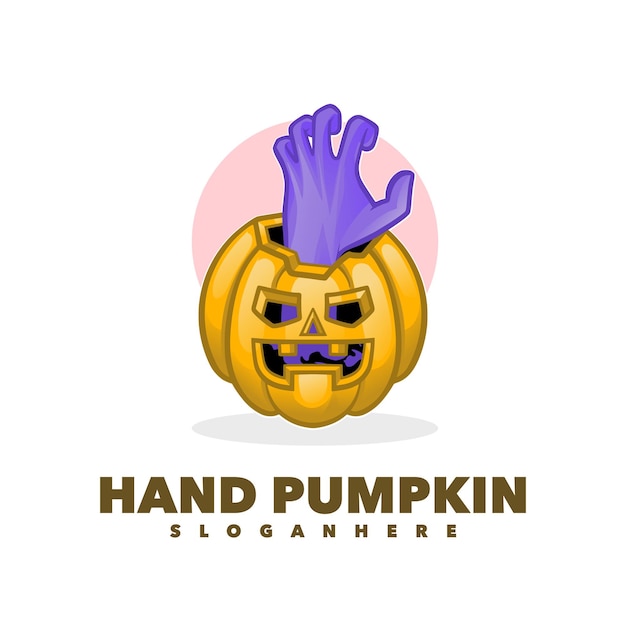 Hand pumpkin logo vector illustration