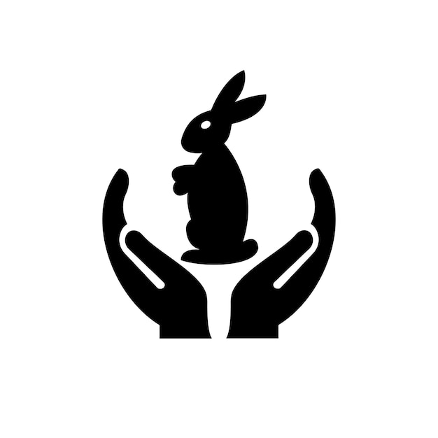 Hand Rabbit logo design Rabbit logo with Hand concept vector Hand and Rabbit logo design