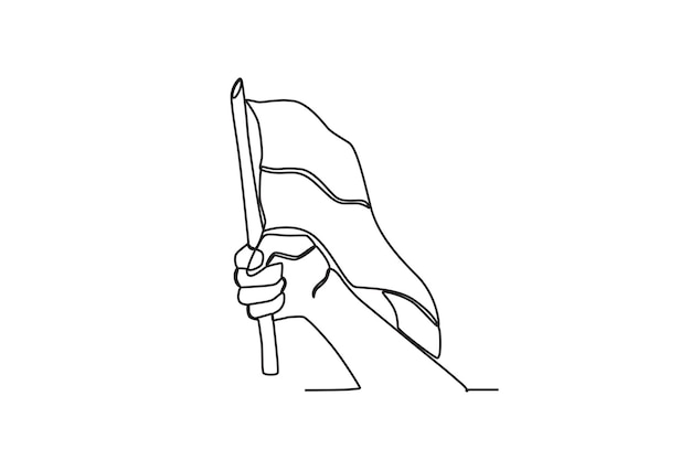 A hand raised the flag Youth pledge oneline drawing