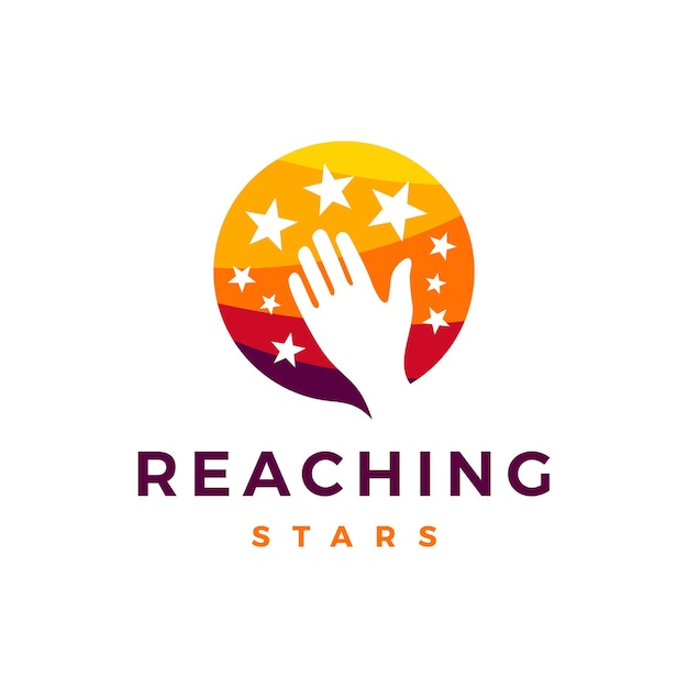 Hand reaching star dream logo vector icon illustration