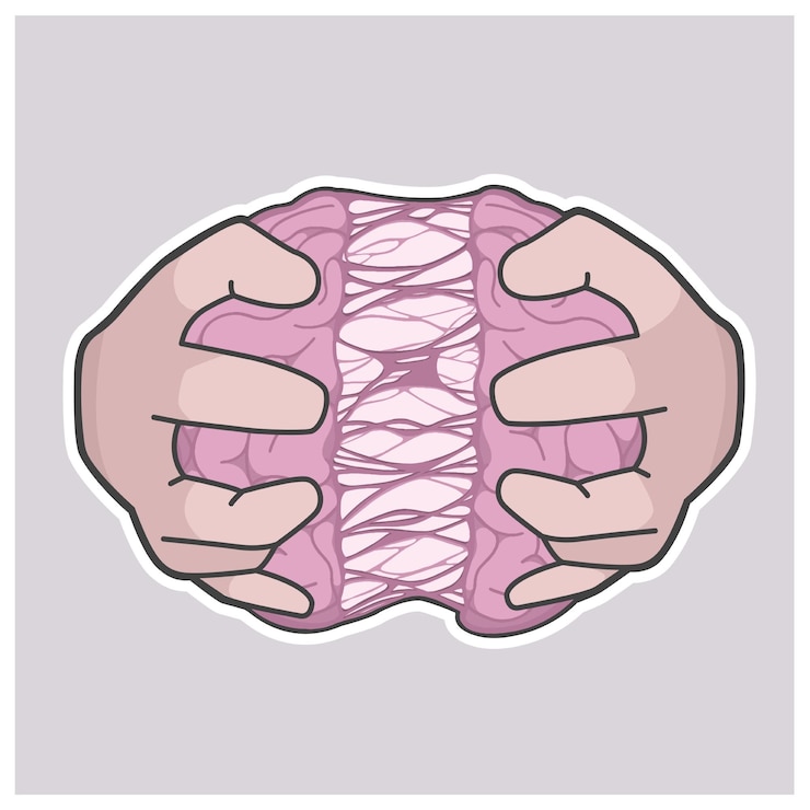 Vector hand ripped a brain vector cute illustration