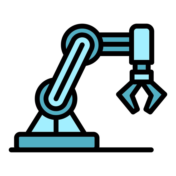 Vector hand robot line icon outline vector ai chatbot cute boy color flat