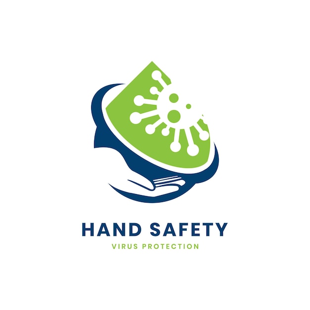 Hand sanitize logo design virus clean concept vector template