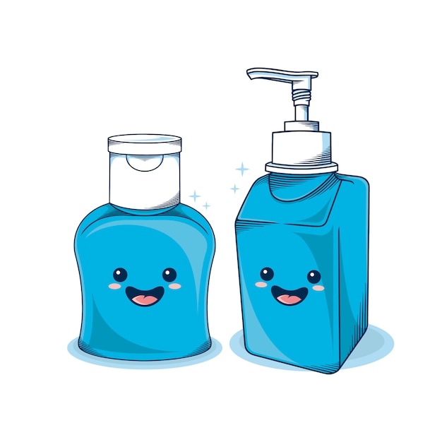 Hand sanitizer cute kawaii illustration