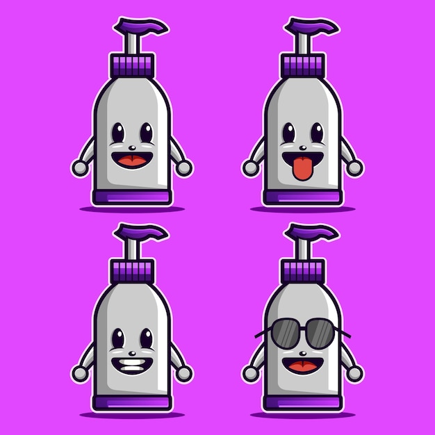 Hand sanitizer cute mascot character logo design