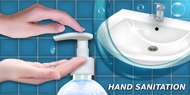 Vector hand sanitizer gel ads protection against viruses