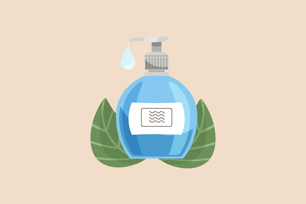 Hand sanitizer pump bottle or dispenser bottle Skin and beauty care concept Colored flat graphic vector illustration isolated