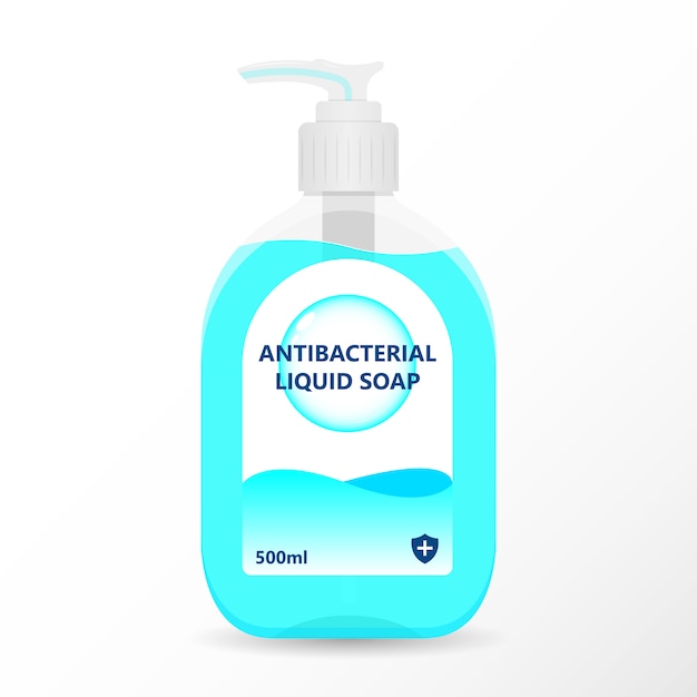 Hand sanitizer pump bottle, washing gel, alcohol gel liquid soap antibacterial illustration