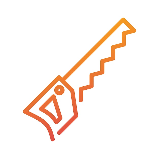 Hand saw carpentry tool gradient icon vector illustration