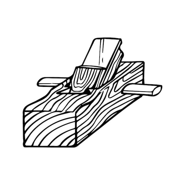 Hand schaafmachine pictogram houtbewerking tool hand getrokken vectorillustratie