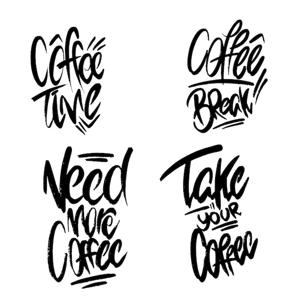 Vector hand schrijven koffie citaat typografie