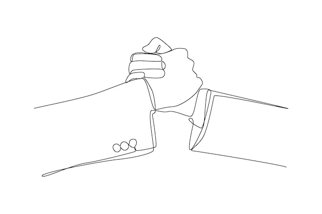 Vector hand shake each other business minimalist concept simple continuous line