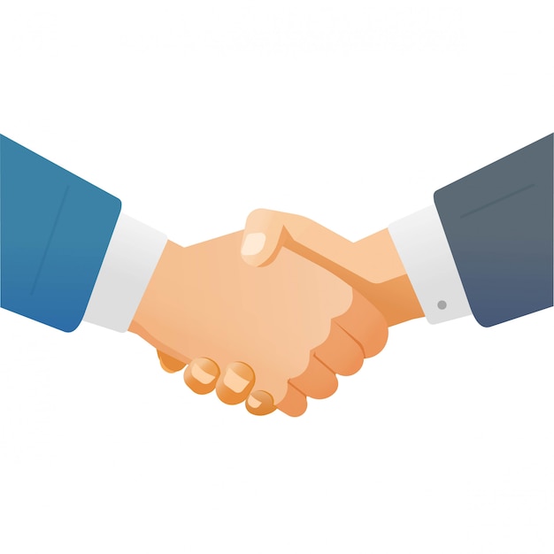 Hand shake handshake of business man or businessmen shaking hands as success partnership deal concept   illustration isolated on white background clipart