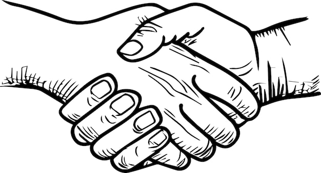 Vector hand shake line art illustration